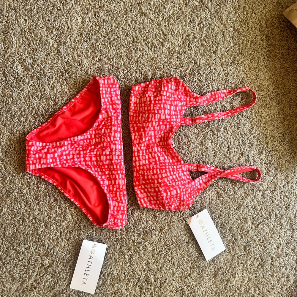 Athleta Womens Red Swim Set
